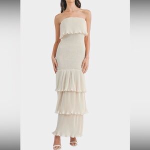 Strapless Tiered Maxi Dress in Cream